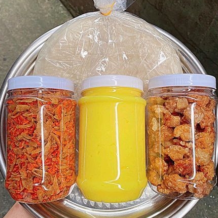 COMBO SIÊU TO: bánh tráng phơi sương,muối tép hành phi,bơ béo,tóp mỡ da giòn