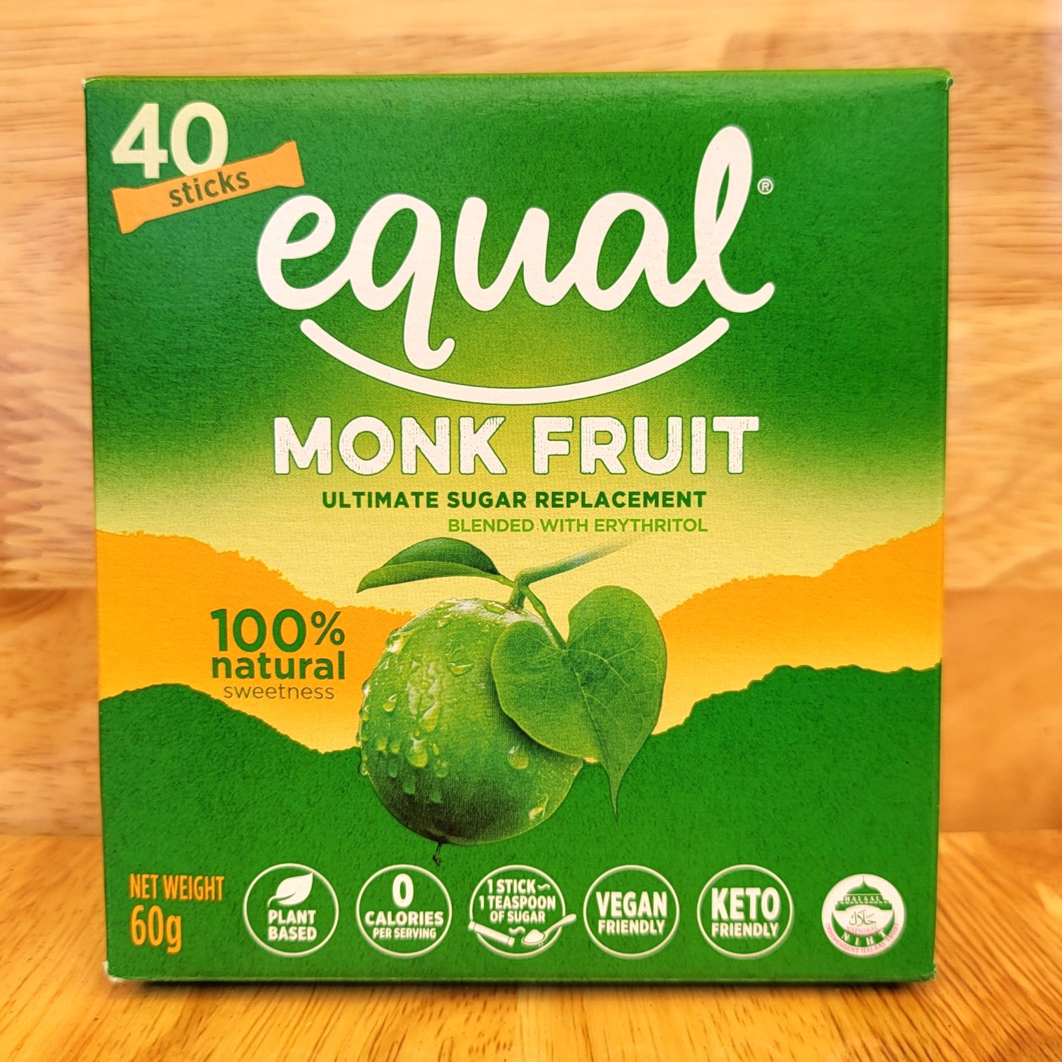 EQUAL [HỘP L.H.QUẢ 60g / 40 que] ĐƯỜNG QUE LA HÁN QUẢ [CZECH REPUBLIC] Monk Fruit Luo Han Guo Ultimate Sugar Replacement (HALAL)