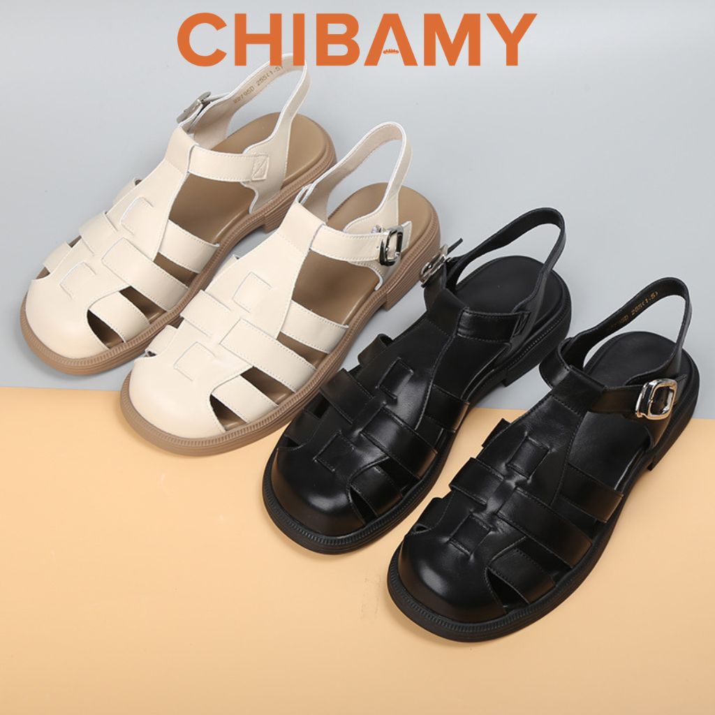 Giày Sandal Rọ nữ đan 3 nan ngang CHIBAMY phong cách Nhật cao 3cm