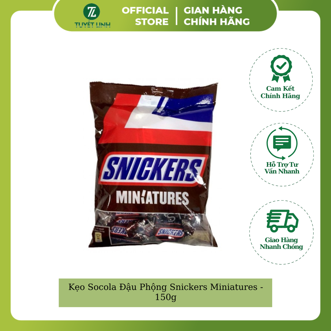 Kẹo Socola Đậu Phộng Snickers Miniatures - 150g