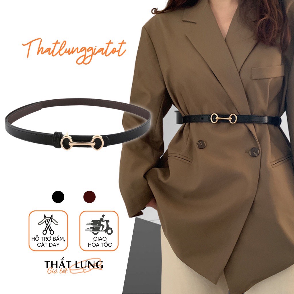 Thắt lưng váy mặt khoen cá tính, bản nhỏ 1.8cm (hỗ trợ bấm lỗ dây nịt) TL425 - Thắt Lưng Giá Tốt