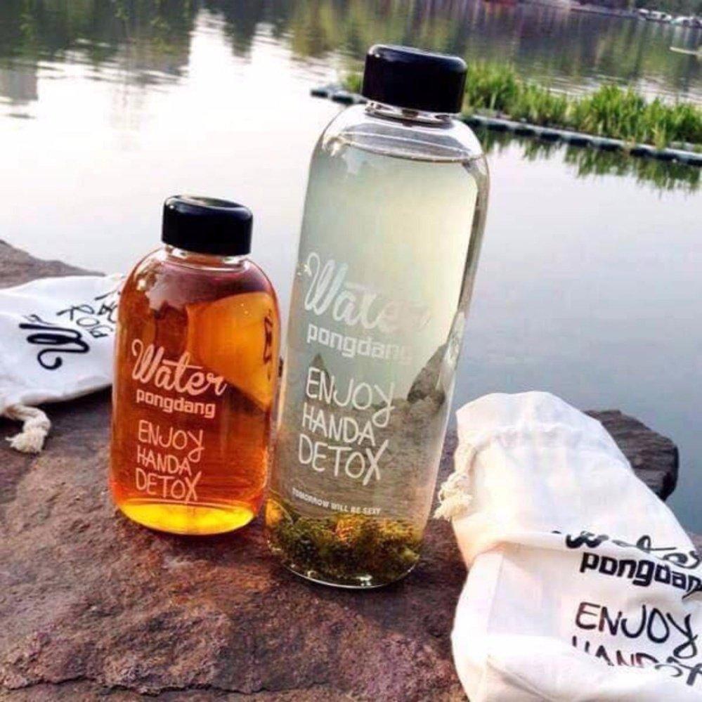 Bình Nước Pongdang 1L Tặng Kèm Túi Vải Đựng Bình Thời Trang Detox