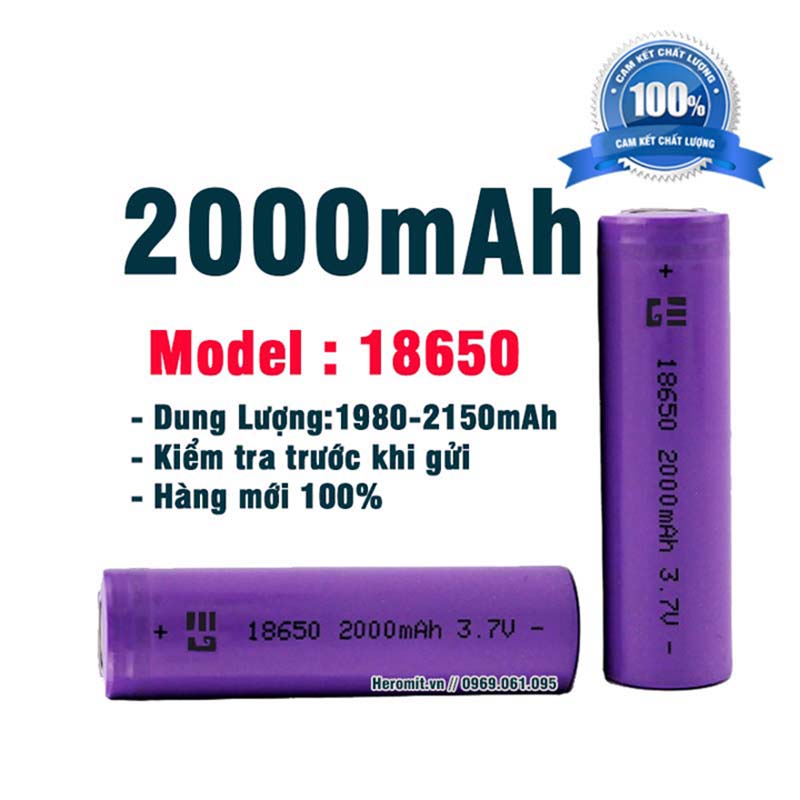 Cell Pin 18650 2000mAh chuẩn dung lượng cho Sạc Dự Phòng