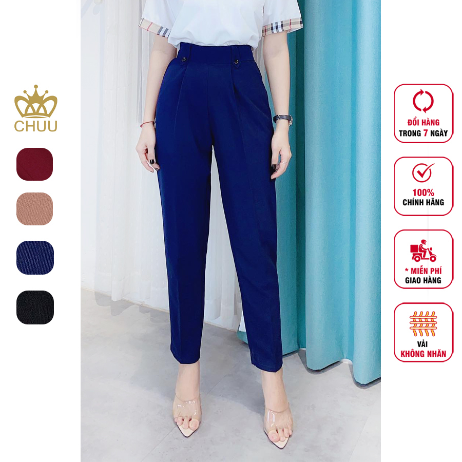 Quần tây nữ lưng cao kiểu baggy đính nút tôn dáng CHUU Q6105