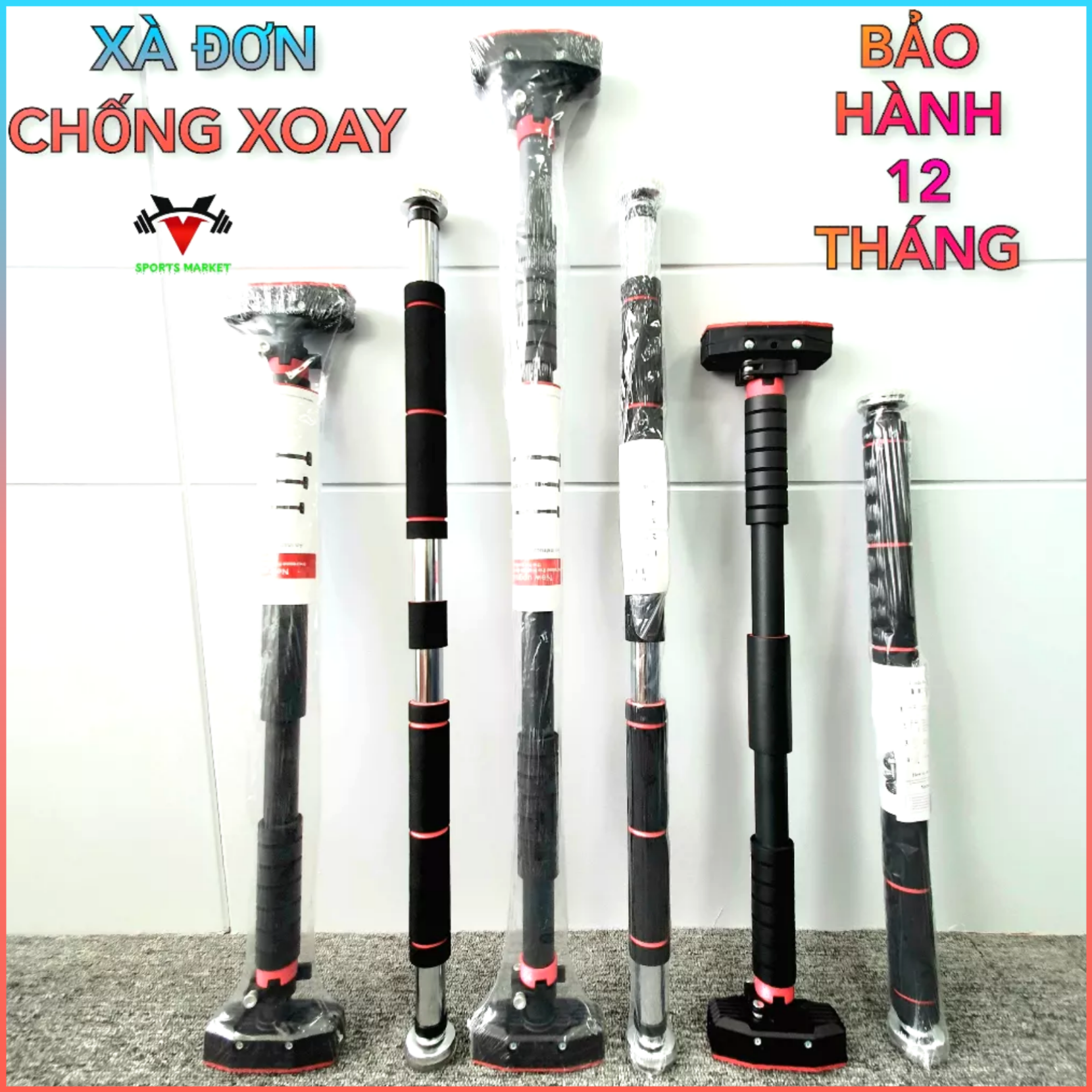 Xà đơn treo tường gắn cửa cao cấp có chốt chống xoay (Mút Khóa Hình Thoi Bám Mút Chắc chắn An Toàn Sử Dụng)