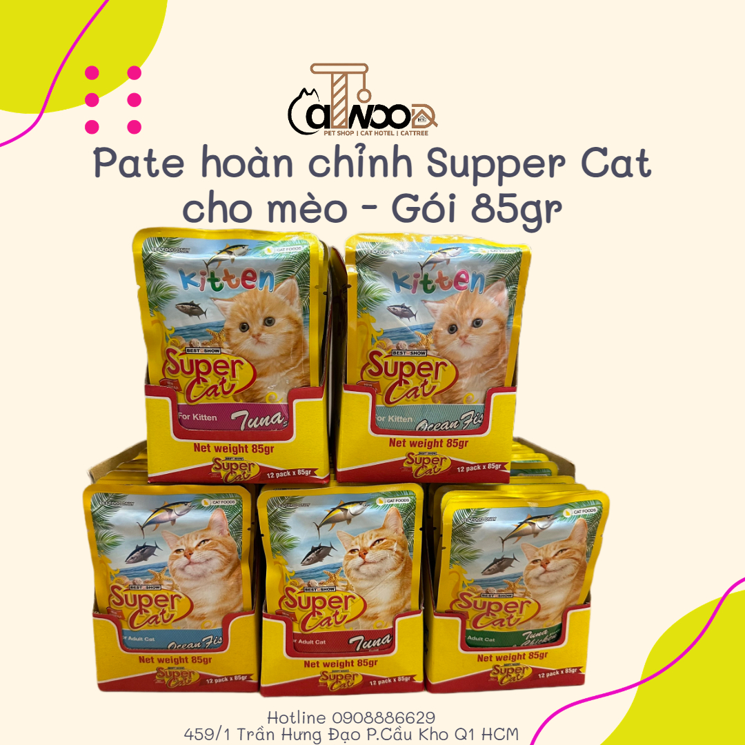 Pate Super Cat gói 85gr- Pate cho mèo con và mèo trưởng thành