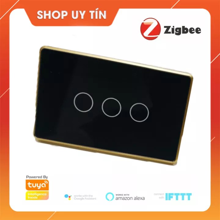 Bh 6 tháng - Công Tắc Thông Minh Zigbee Tuya Smart 3 Nút Cảm Ứng Mặt Kính Hình Chữ Nhật