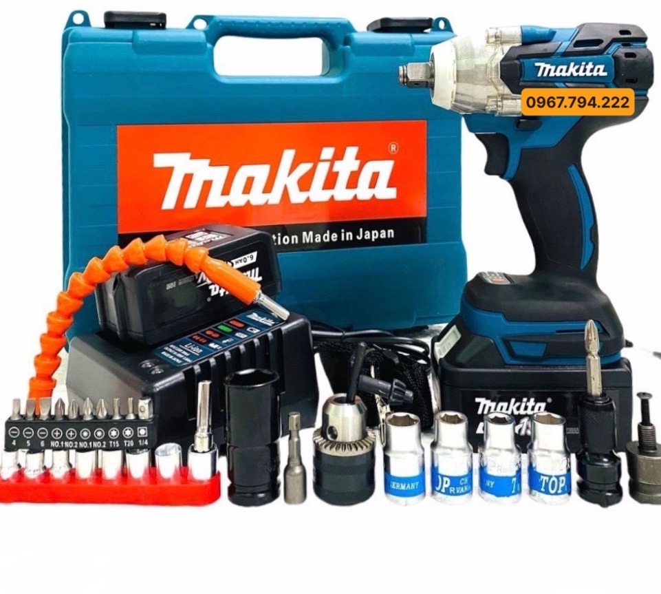 Máy Khoan Pin, Siết Bulong MAKITA 199V không chổi than loại 1 tem đúc tặng full phụ kiện vị trí tay cầm mềm mại, cầm vừa êm tay, cảm giác dễ chịu, độ nhám cao giúp điều khiển máy chính xác ⚡️ FEER SHIP ⚡️