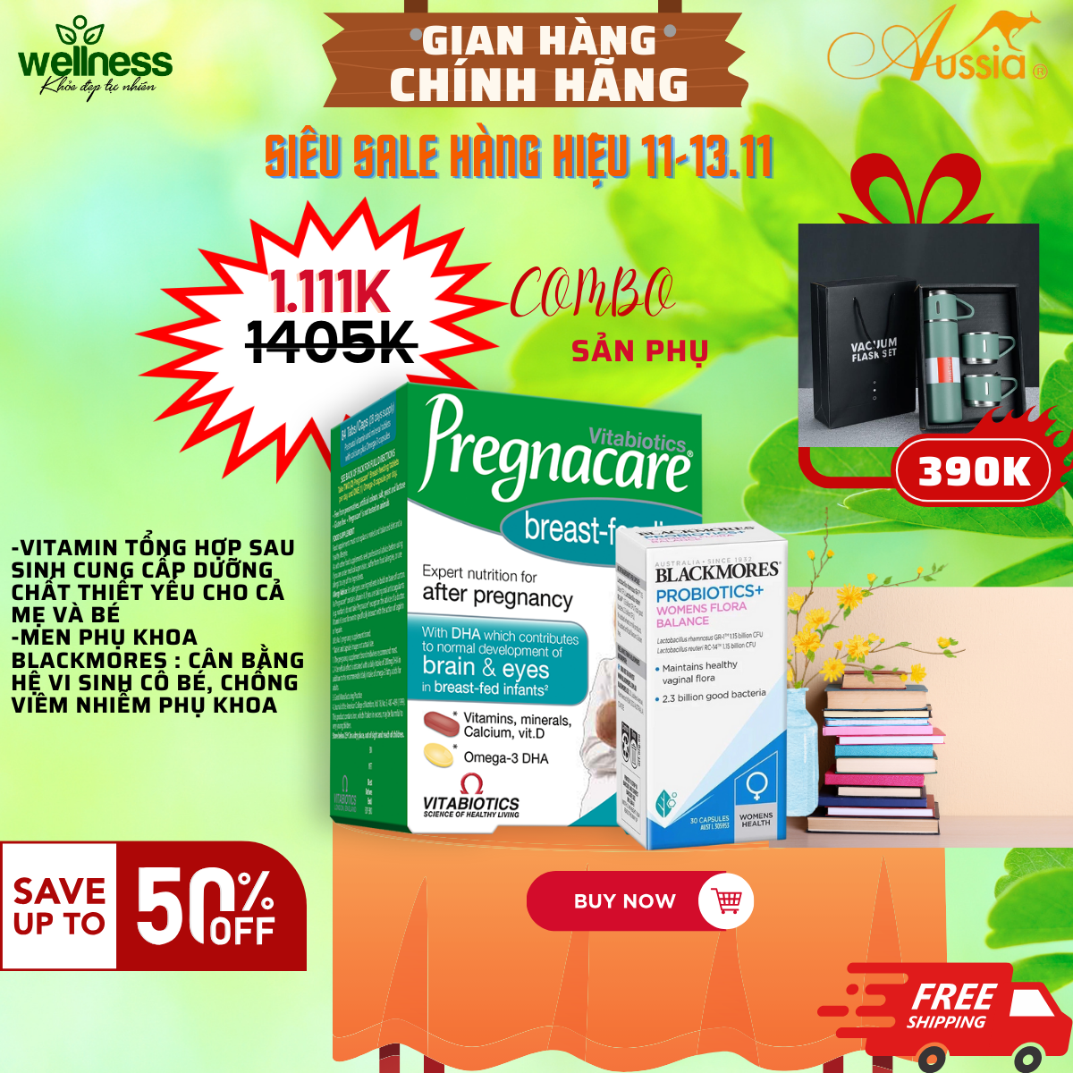 Combo Sản Phụ -Viên uống phục hồi hệ vi sinh âm đạo- Bú Anh