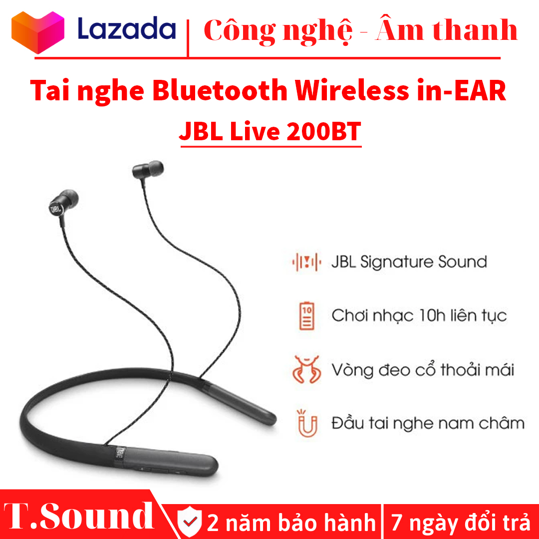 Tai nghe bluetooth jbl live200 , tai nghe nhét tai bluetooth không dây, tai nghe bluetooth jbl live200, âm bass mạnh mẽ với công nghệ jbl pure bass sound, pin trâu tới 19h, thiết kế bắt mắt - tương thích androi, ios