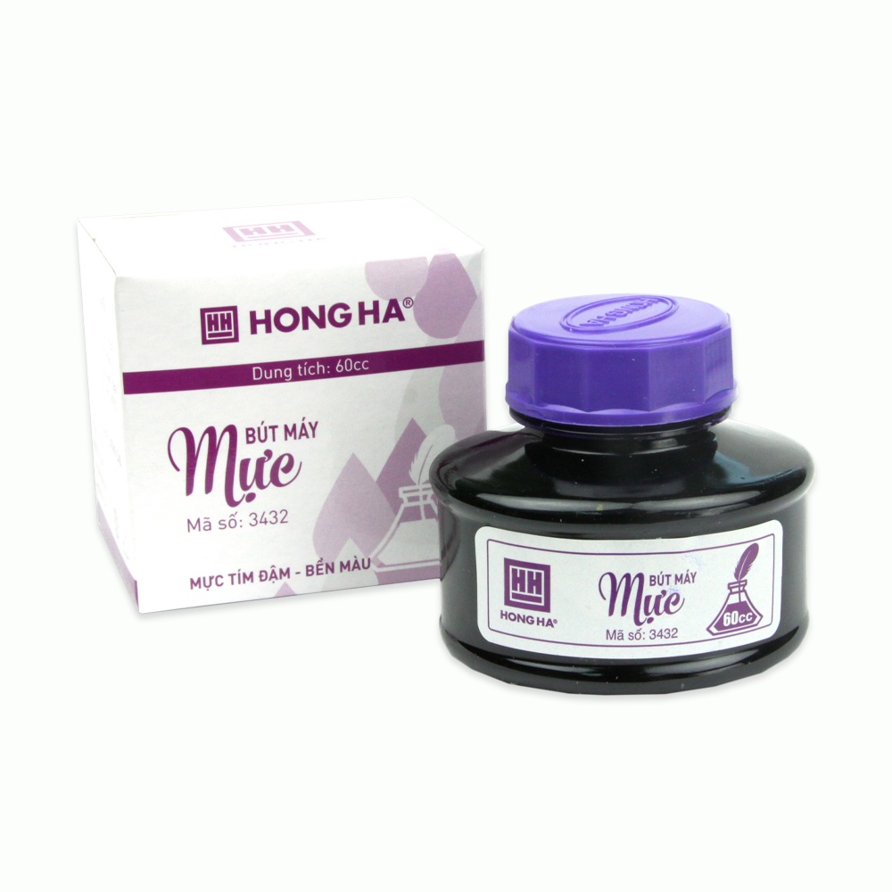 Mực lọ hồng hà 3432 – dùng cho bút máy- màu tím