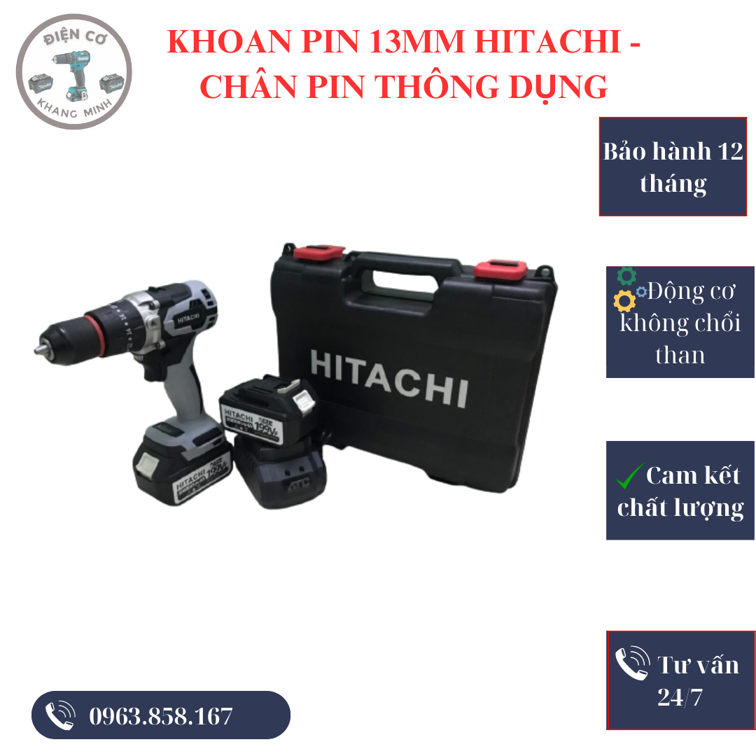 Máy khoan pin hitachi 199vf, khoan pin không chổi than bảo hành 12 tháng , bảo hành 12 tháng.