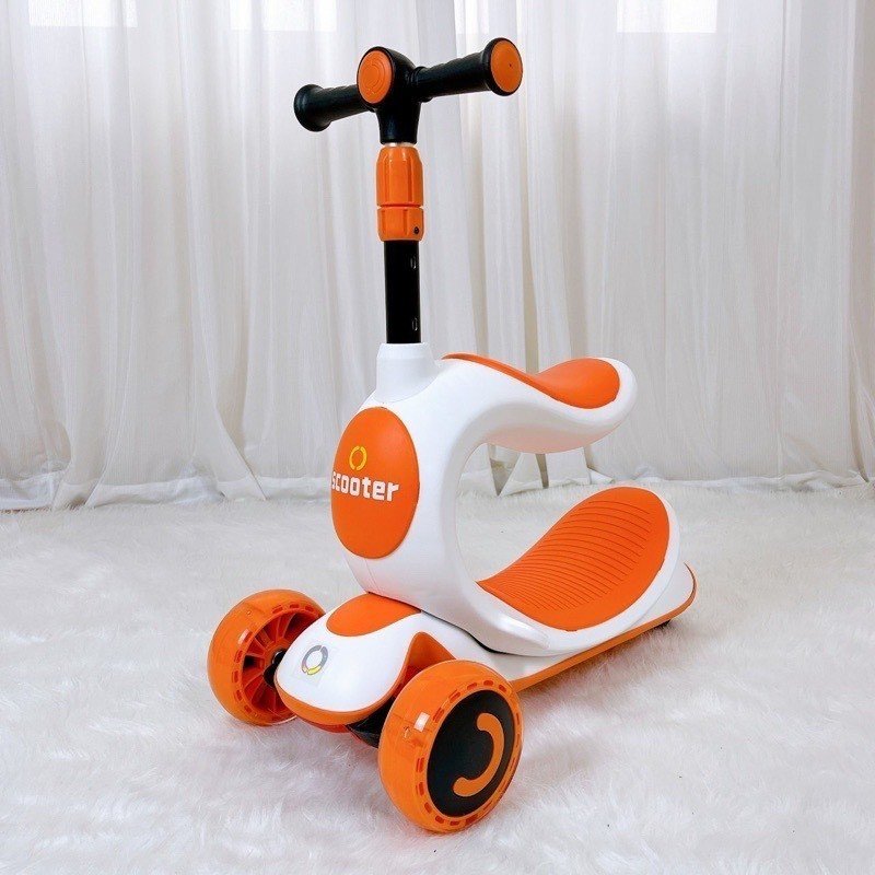 Xe trượt scotter kiêm xe chòi chân phát nhạc có ghế ngồi cho bé 2-14 tuổi smartsbaby