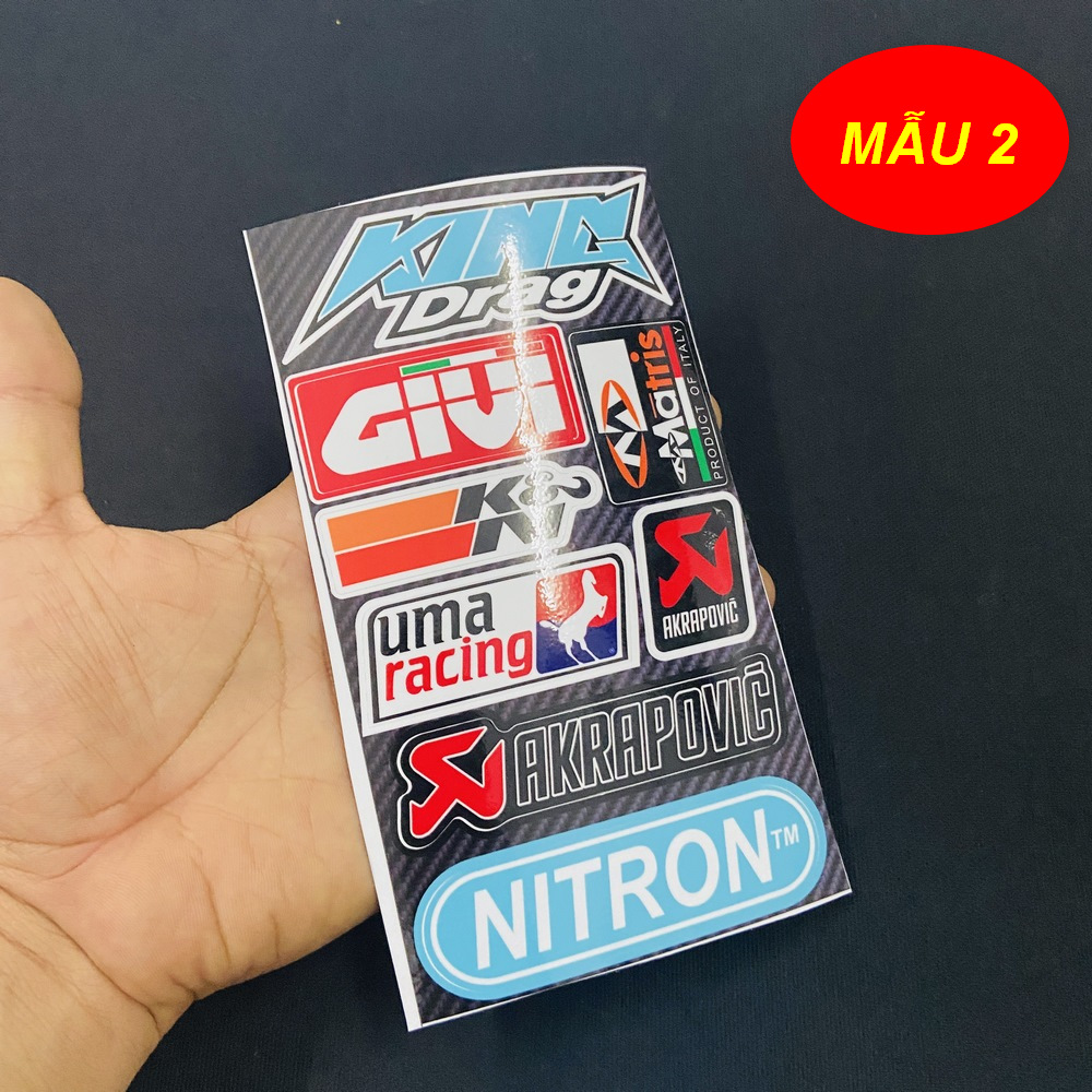 [HCM][XẢ KHO SIÊU RẺ] BỘ TEM TẤM NHỎ NHIỀU LOGO TRANG TRÍ XE MẪU UMA RACING AKRAPOVIC NITRON...