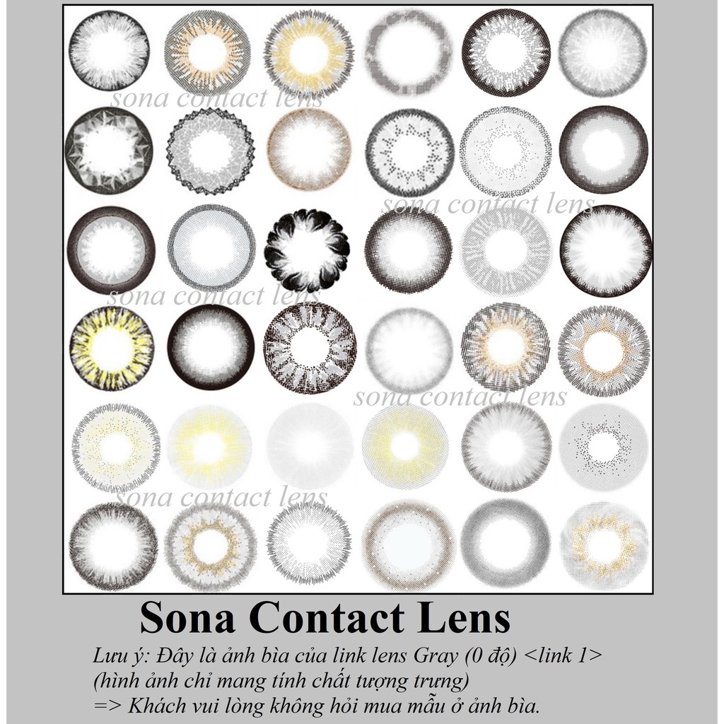 [link1] TỔNG HỢP Lens (0 độ) Xám Gray Sona Hàn Quốc (kính áp tròng màu xám Sona Hàn Quốc)
