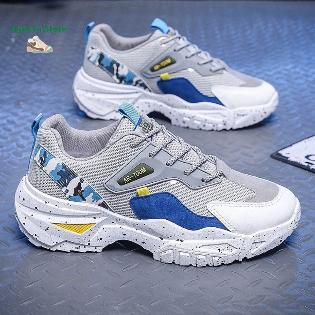 Giày thể thao sneaker nam thời trang đế độn 6cm cao cấp ar700m đế vảy sơn