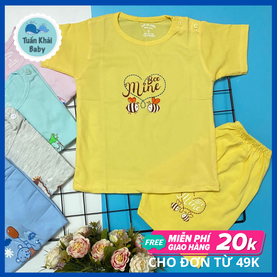 [HCM]COMBO 3 Bộ quần áo sơ sinh cotton Thái Hà Thịnh | Mẫu Tay Ngắn Cài Nút Vai Màu | Size 3 - 5 cho bé 5 - 11 kg| Chất vải thun cotton 100% xịn đẹp mềm họa tiết xinh | Hàng Việt Nam| Áo sơ sinh| Quần sơ sinh |đồ bộ bé trai | đồ bộ bé gái| Quần áo trẻ em