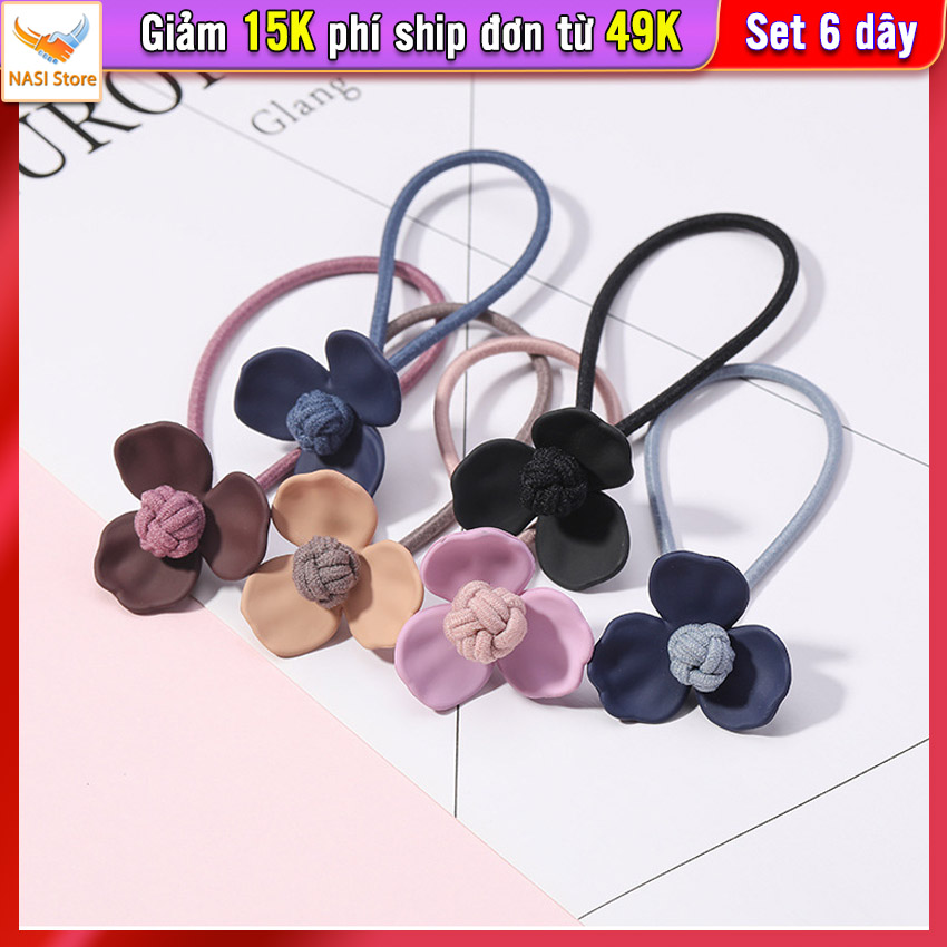 Dây buộc tóc nữ hoa Rumdul [Set 6 dây] NASI Store đẹp ngọt ngào phong cách hàn quốc thun cột tóc nữ co giãn tốt phụ kiện tóc