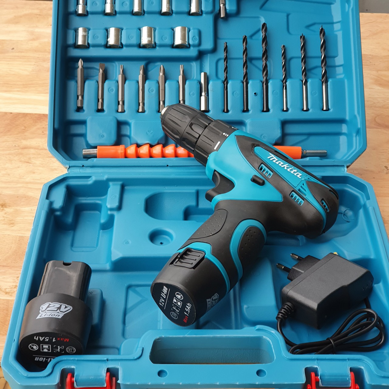 Bộ máy khoan makita 12v pin sạc kèm nhiều đầu vặn - bắt ốc - sửa nhà - khoan - bảo hành 6 tháng toàn quốc