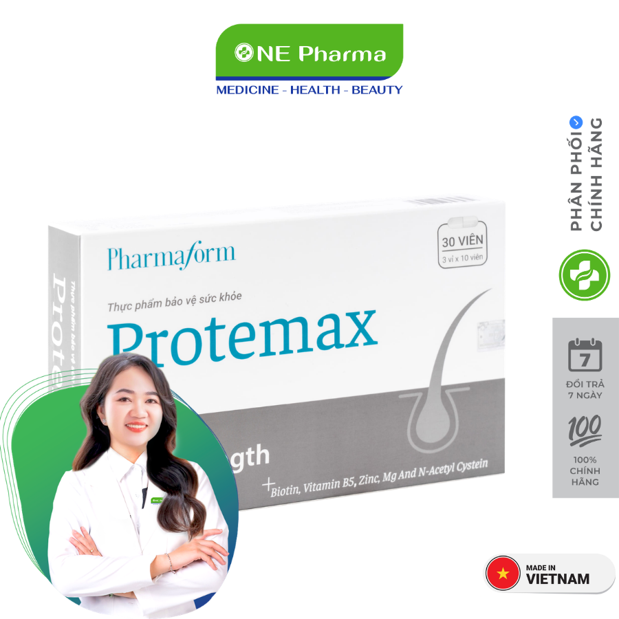 Viên Uống Pharmaform Protexmax Giúp Giảm Rụng Tóc, Móng Chắc Khỏe - 30 Viên