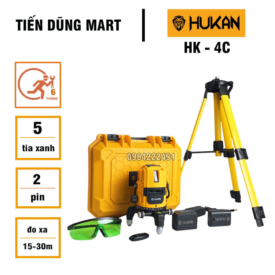 Máy bắn cốt, cân bằng laze HUKAN HK-4C 5 tia xanh siêu sáng nhìn rõ ngoài trời