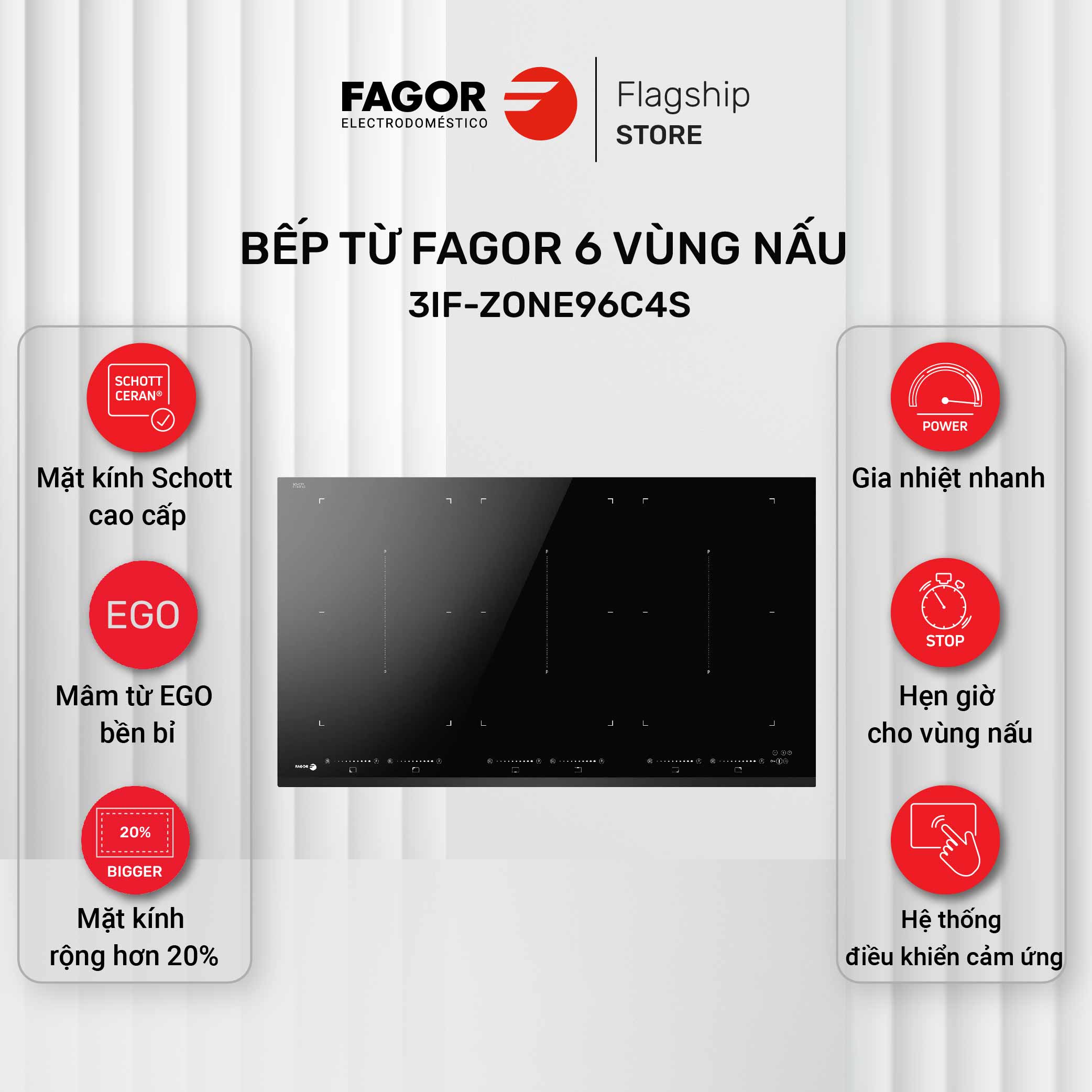 Bếp Từ Fagor 6 vùng nấu 3IF-ZONE96C4S