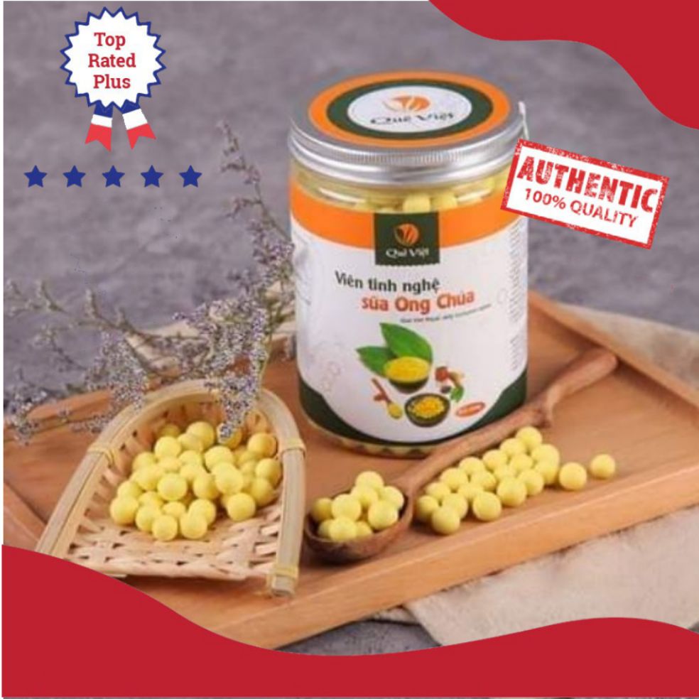 Viên Tinh Nghệ Sữa Ong Chúa Quê Việt, hỗ trợ giảm đau dạ dày, đường tiêu hóa, kháng viêm, ăn ngon, tăng sức đề kháng,350g (400 viên)