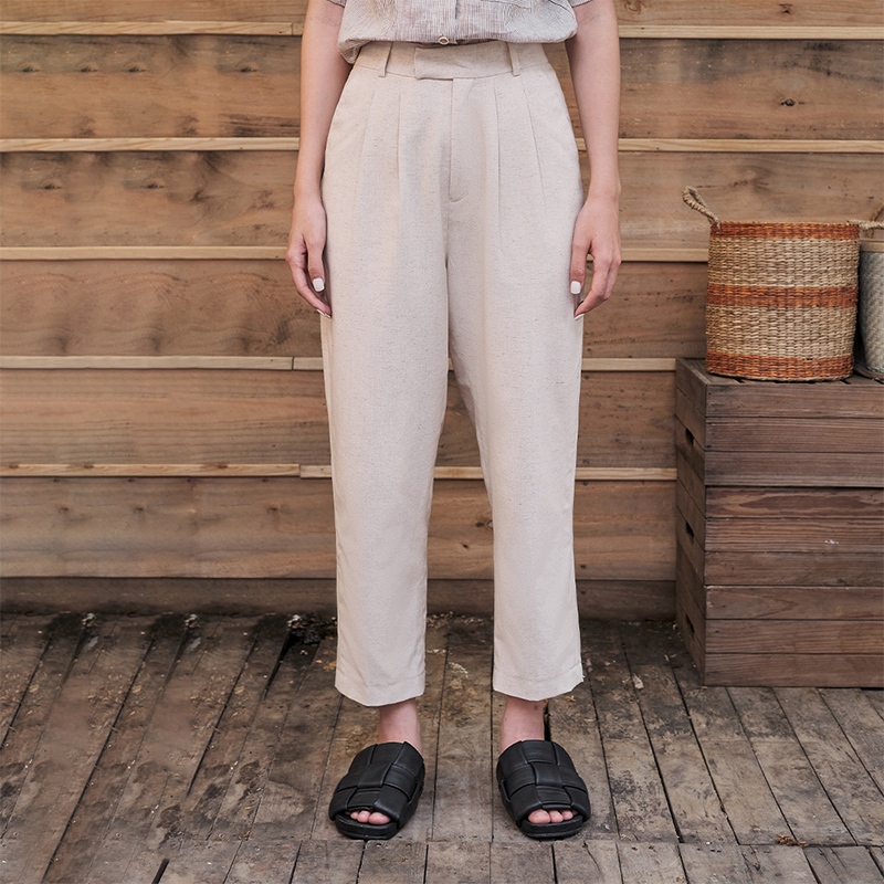 Andabove - Quần tây nữ chất liệu Linen - Linen Balloon Pants - Màu Cream