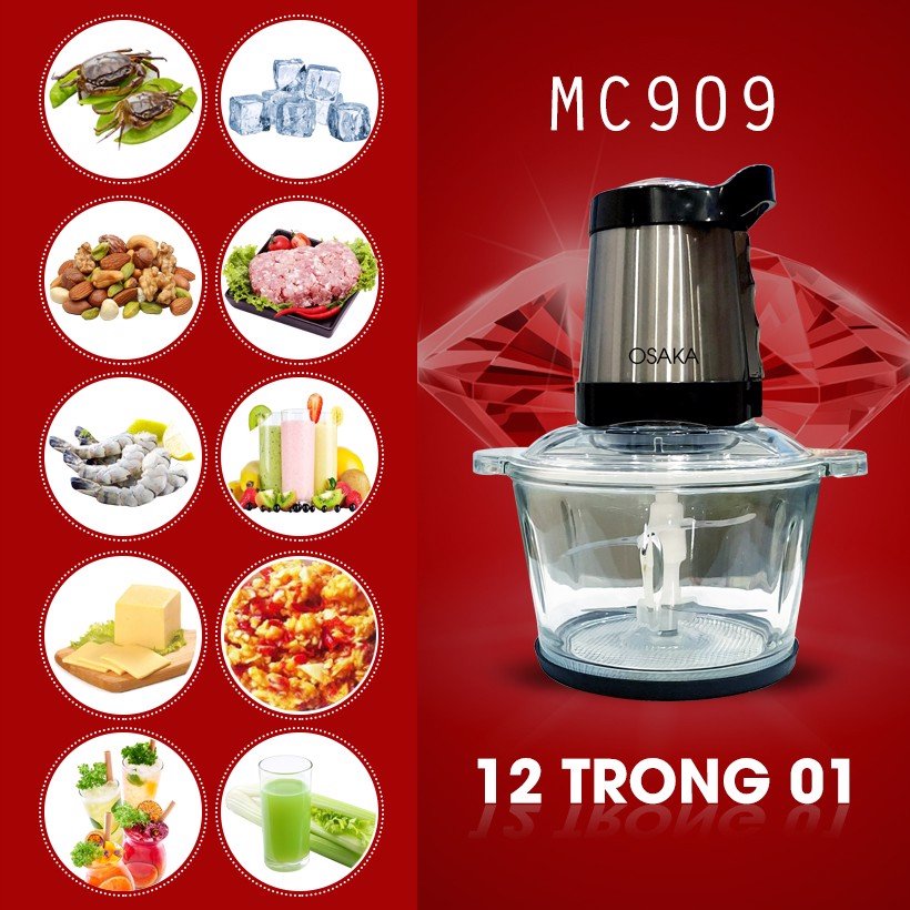 Máy xay thịt đa năng osaka mc909 1.5 lít