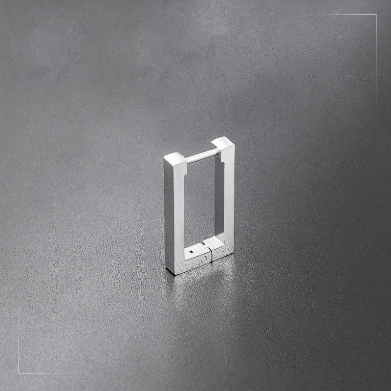 Bông Tai Nam Hình Chữ Nhật Titan Ko Đen TT 3079 - 1 Cái