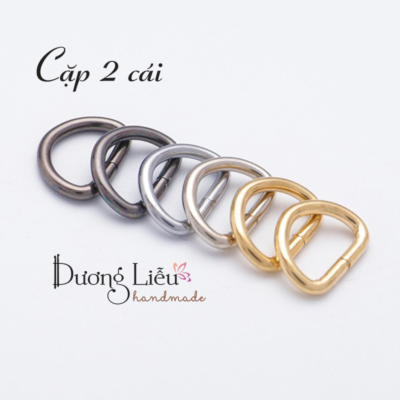 Cặp 2 cái khoen chữ D loại tốt lọt lòng 1.5cm - Phụ kiện túi xách