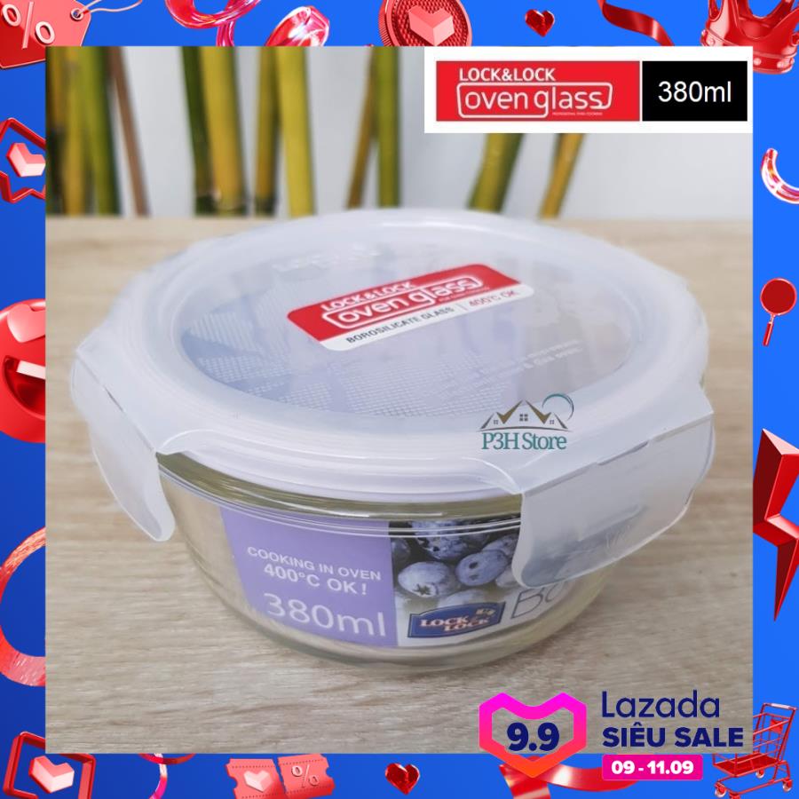 Hộp thủy tinh chịu nhiệt Lock&lock OvenGlass dung tích 380ml hình tròn LLG821