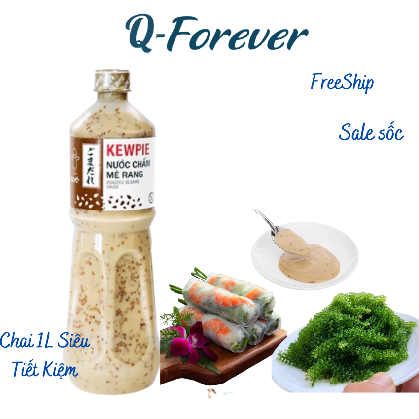 Nước Chấm Sốt Mè Rang KEWPIE Chai lớn 1Lít . Q-FOREVER .Trẻ ăn Rau Nhiều Hơn -Cho Món Rau &Rong Nho Thêm phần ngon