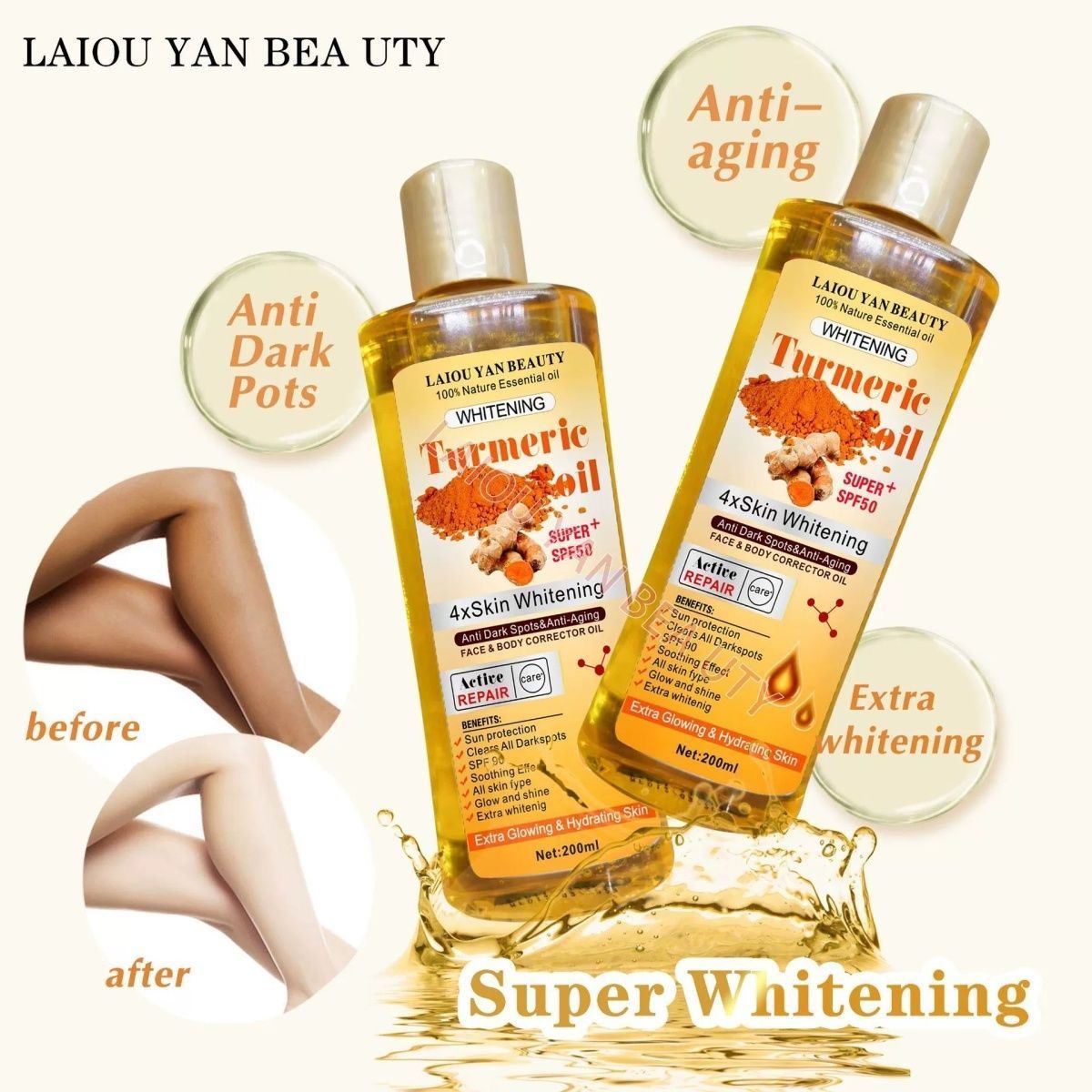 Dầu Argan Nghệ  200ml - Dầu Massage Mặt & Toàn Thân, Dưỡng Ẩm, Chống Viêm, Da Nhạy Cảm, Phục Hồi, Dầu Đậu Morocco Sấy Lạnh