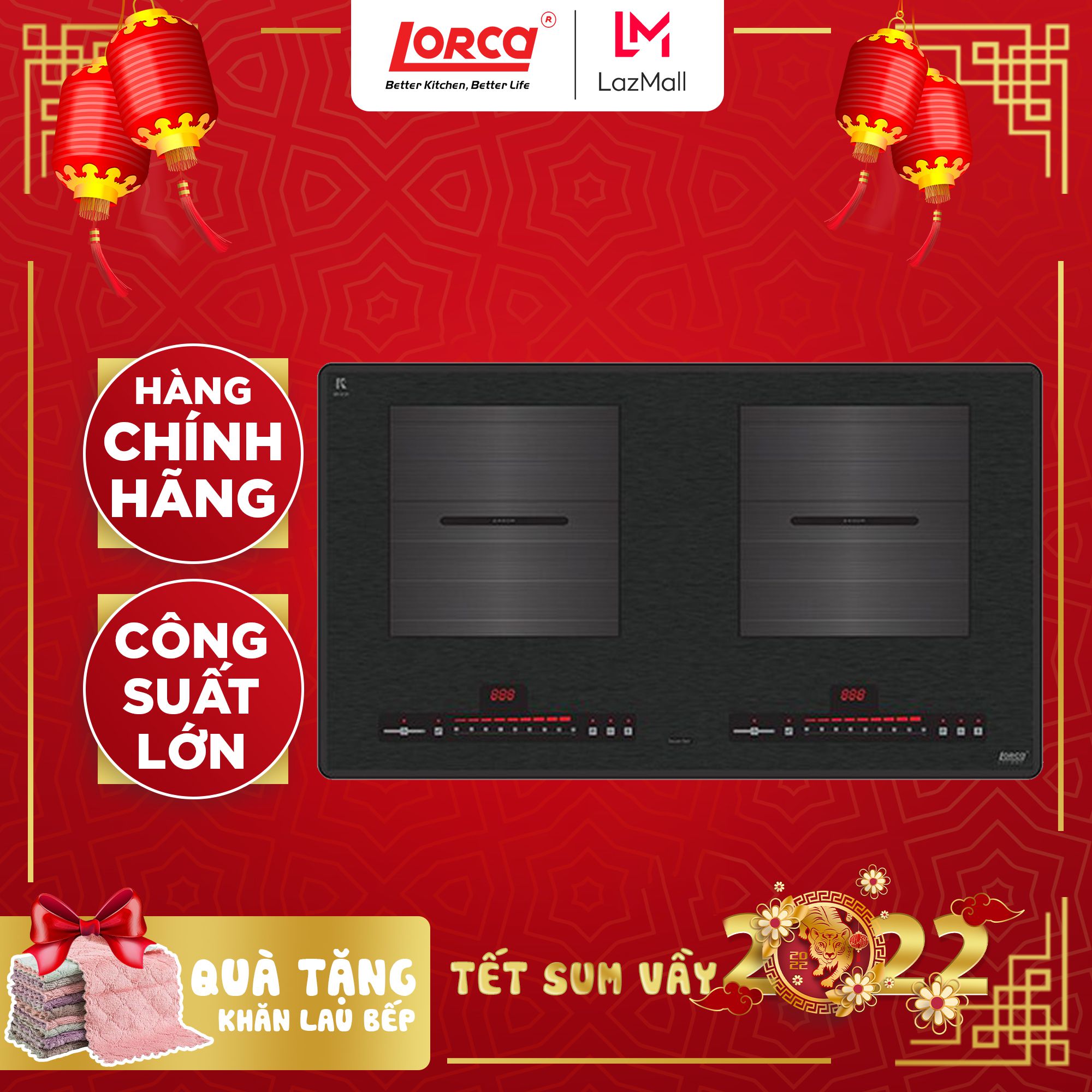 Bếp từ đôi lorca lci 866 hẹn giờ độc lập cho từng vùng nấu tự động tắt tiết kiệm điện năng an toàn với trẻ em lc76 - lorca official