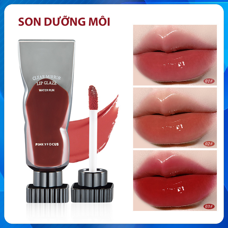 Son bóng pinkyfocus, Son dưỡng môi 6 màu tùy chọn, lên màu tự nhiên chống mồ hôi lâu trôi, son môi nội địa trung