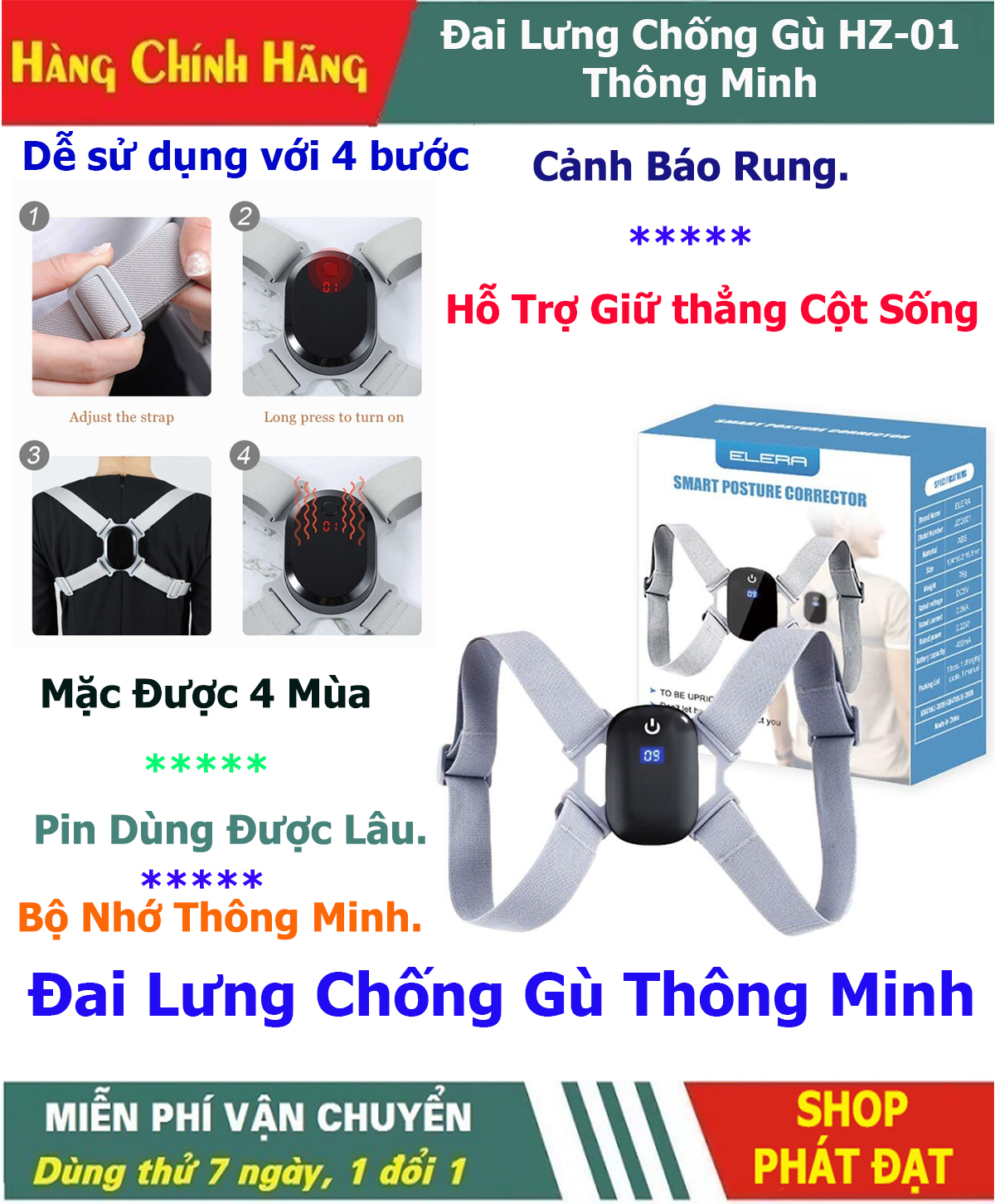 Đai lưng chống gù - đai chống gù lưng chính hãng nam nữ,đai gù hz-01, đai chống - xóa gù vẹo lưng dành cho trẻ em.