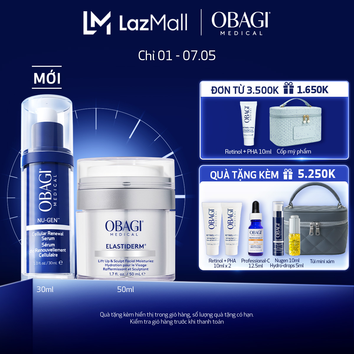 Combo Serum Trẻ Hóa Da Cấp Độ Tế Bào Obagi NU-GEN™ Cellular Renewal 30ml  Kem Dưỡng Chống Lão Hóa Cao Cấp Giúp Nâng Cơ Căng Da ELASTIDERM® Lift up  Sculpt Facial Moisturizer 50ml