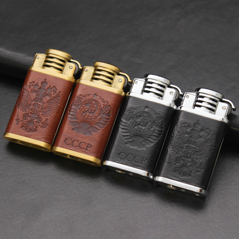 [HCM]Bật Lửa Cối Xăng Đá Bọc Da Nhiều Hình ( Xài Xăng)