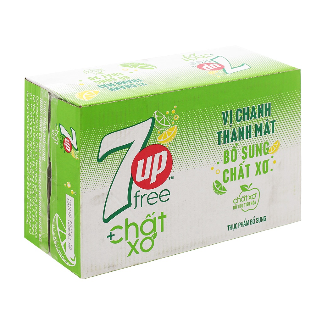 Thùng 7up chất xơ vị chanh ít calo lon 330ml