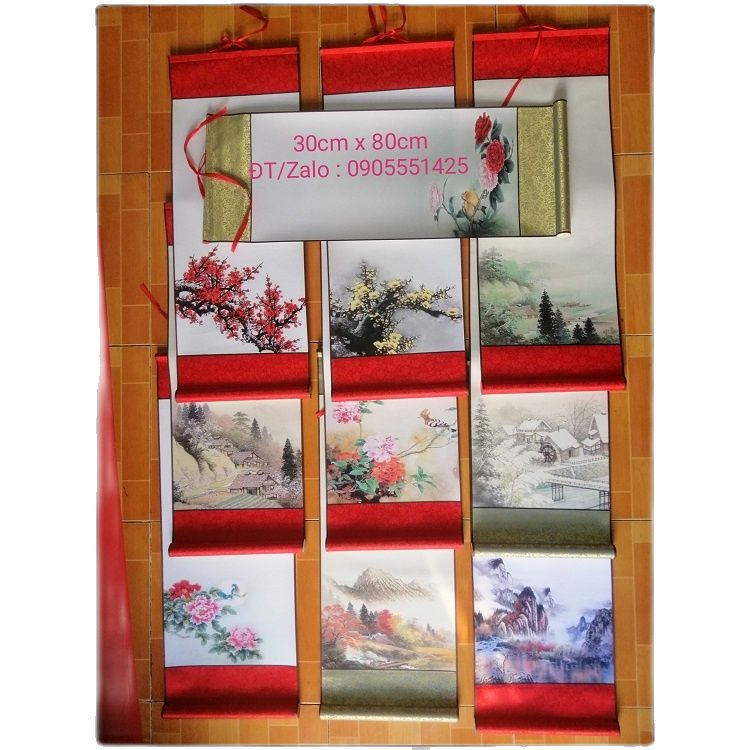 Set 4 TẤM biểu lụa  viết thư pháp 4 mẫu. Giấy viết thư pháp. Mành tre thư pháp. Biểu bồi lụa trang trí tết.Biểu lụa thư pháp tết