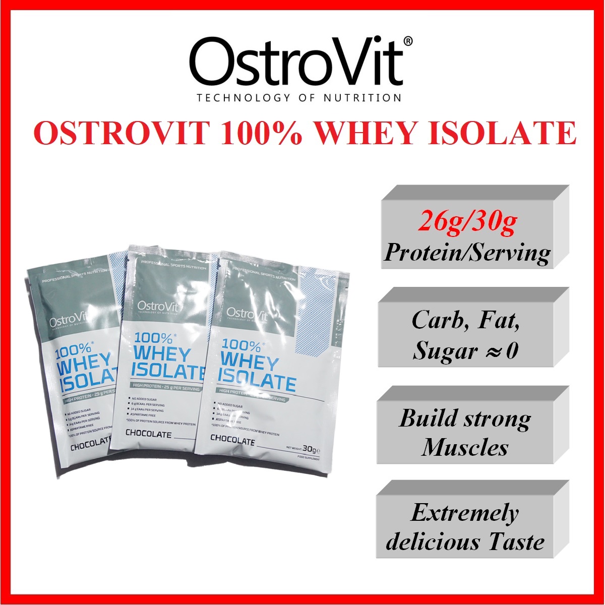 Gói Sample Ostrovit Whey Protein Isolate 01 lần dùng 100% Isolate Protein