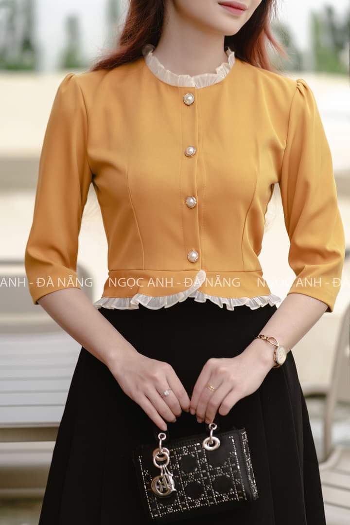Áo công sở duyên dáng t0077 shop có nhận may đồng phục cơ quan