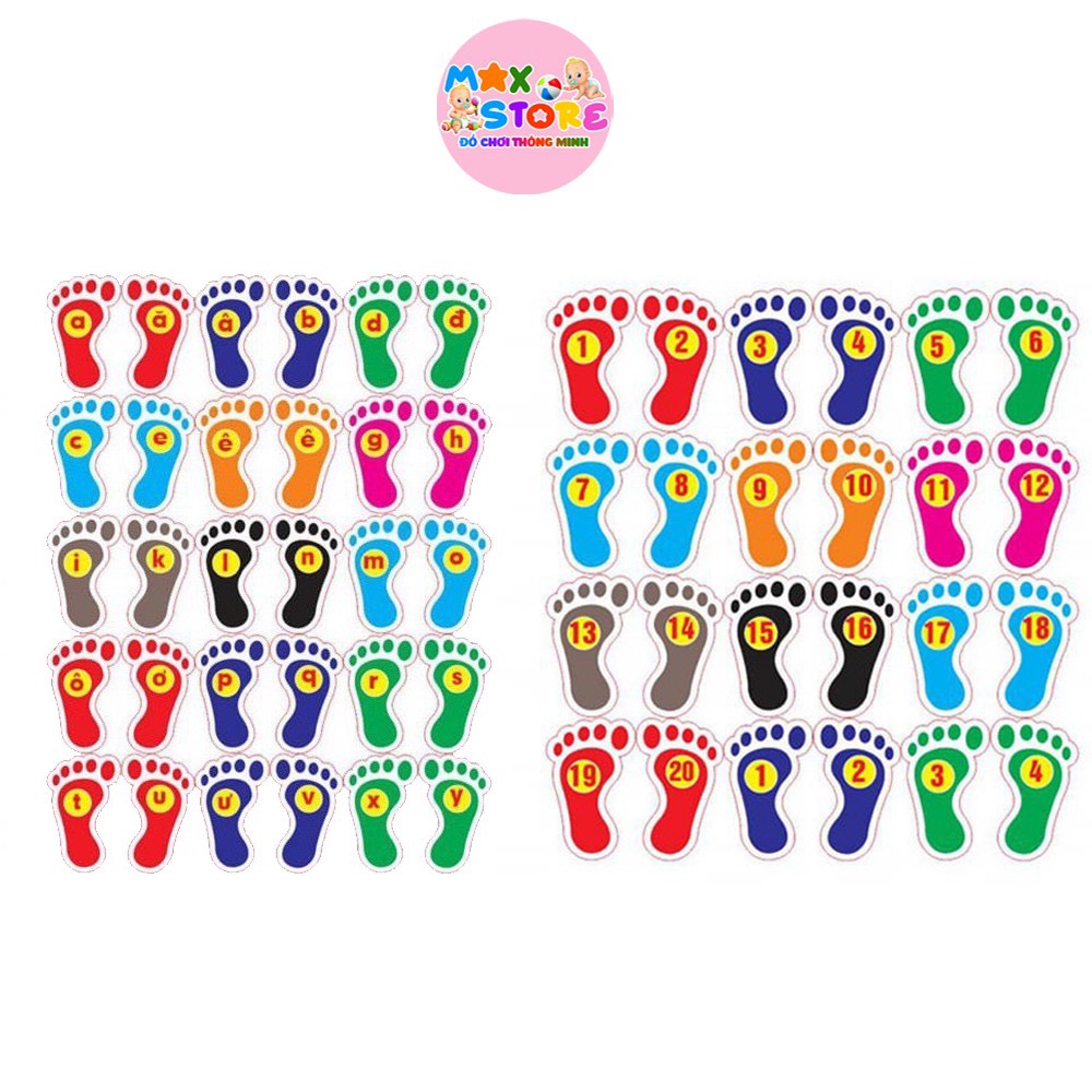 Combo Sticker Decal Bàn Chân Dán Đường Đi Hành Lang Cầu Thang Nhiều Màu