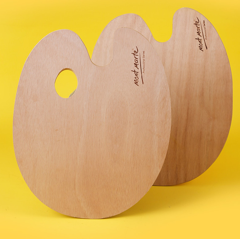 Khay pha màu gỗ palette oval gỗ mont marte