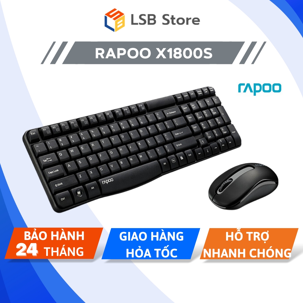 Bộ bàn phím và chuột không dây rapoo x1800s | hàng chính hãng | bảo hành 24 tháng | lsb store