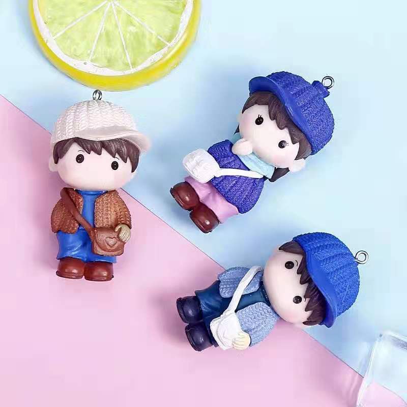 Móc khóa đôi treo balo hình cặp đôi dễ thương