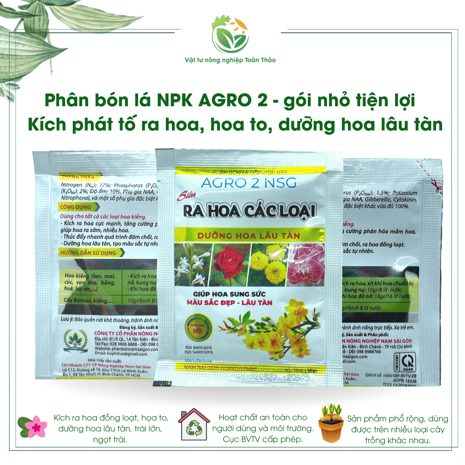 Agro 02 - kích thích ra hoa các loại - ra hoa phong lan - hoa kiểng các loại