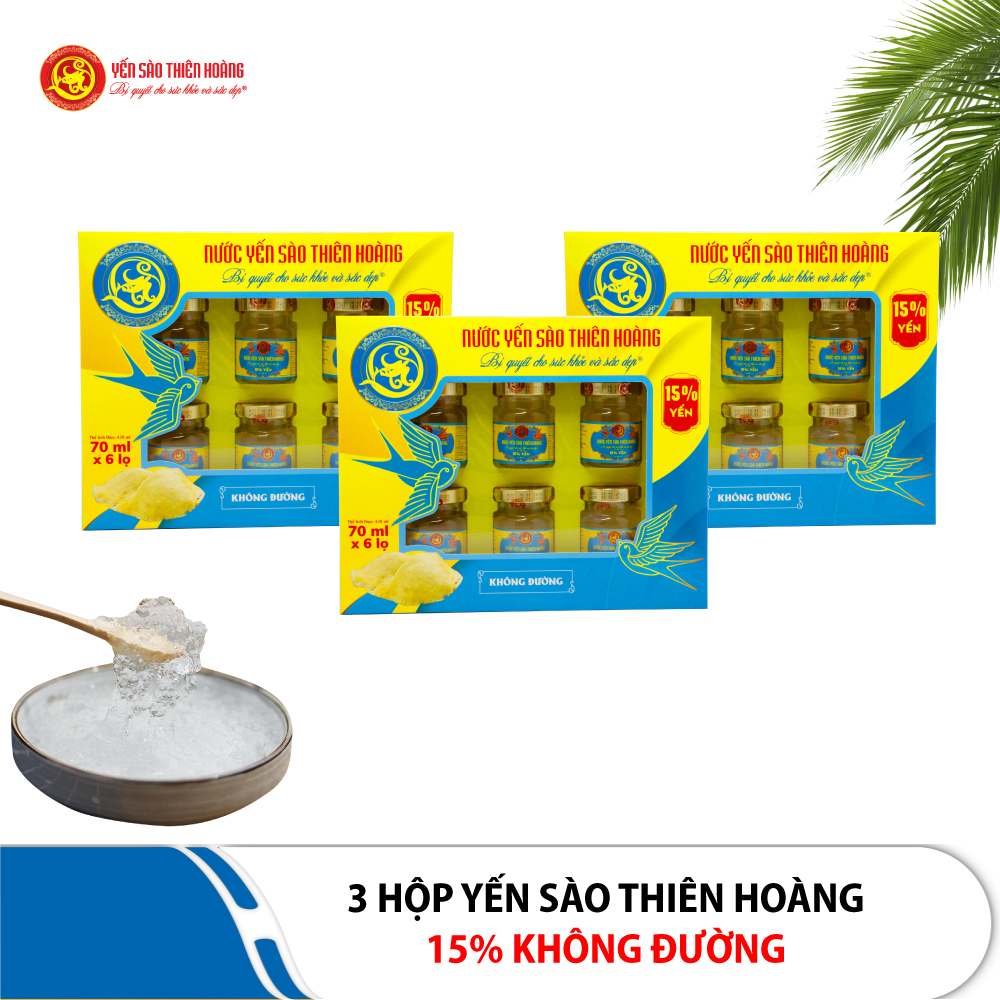 3 hộp yến thiên hoàng không đường 15%