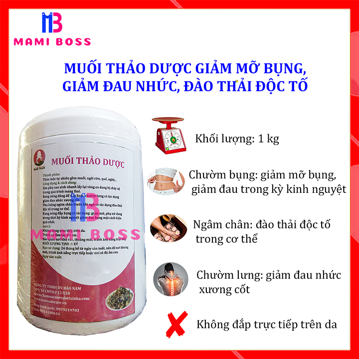 [HCM]MUỐI THẢO DƯỢC GIẢM MỠ BỤNG GIẢM ĐAU MỎI ĐÀO THẢI ĐỘC TỐ MAMI BOSS